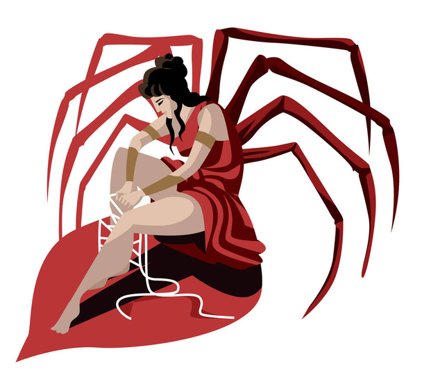 mitologia grega arachne mulher com pernas de aranha - Vetor, Imagem