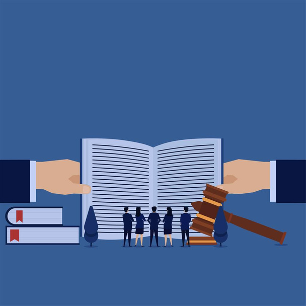 Business team see open book metaphor of terms and license. - Vector, Image