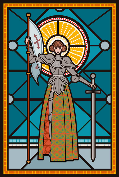 joan de arc médiéval fille femme saint guerrier chevalier - Vecteur, image