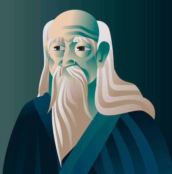 großer alter weiser chinesischer Philosoph Denker - Vektor, Bild