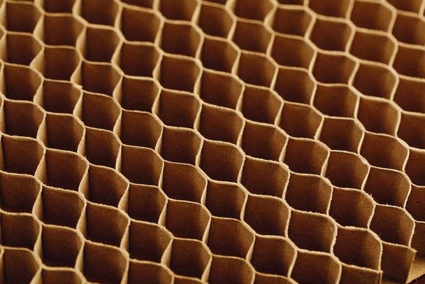 honeycomb cells of cardboard stiffening rib background - Foto, Imagen