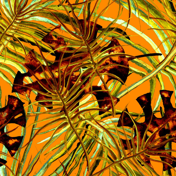 Tropical Leaf. Beige Modern Motif. Jungle Print - Fotó, kép