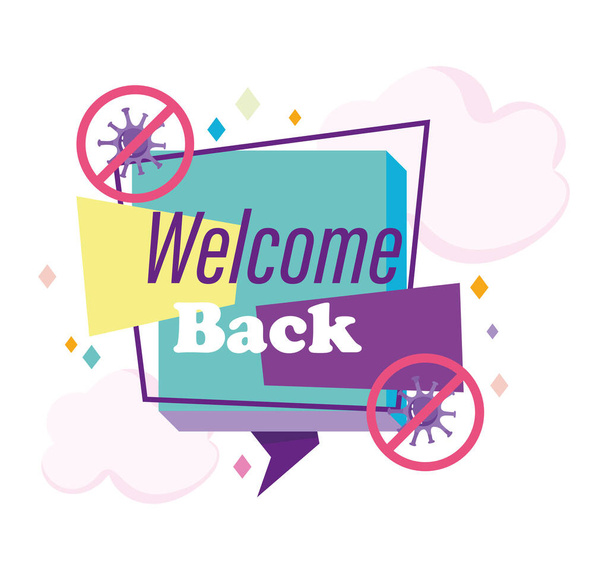 reopening at the easing of the coronavirus pandemic, welcome back text - Vector, Image