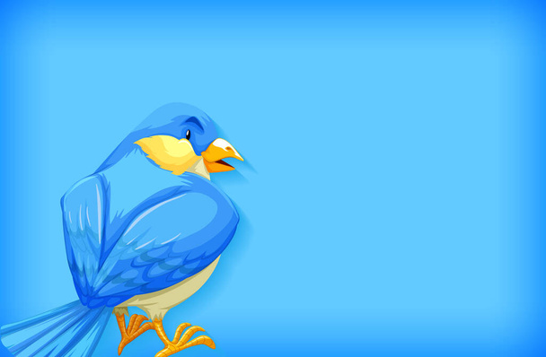 Background template with plain color and blue bird illustration - Vector, afbeelding