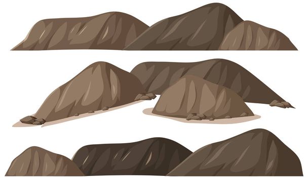 Forme diverse di rocce su sfondo bianco illustrazione - Vettoriali, immagini