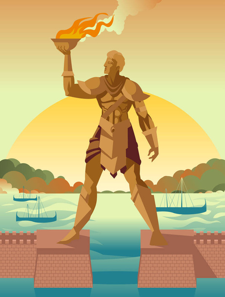 Görög mitológia Rodosz kolosszus szobor - Vektor, kép