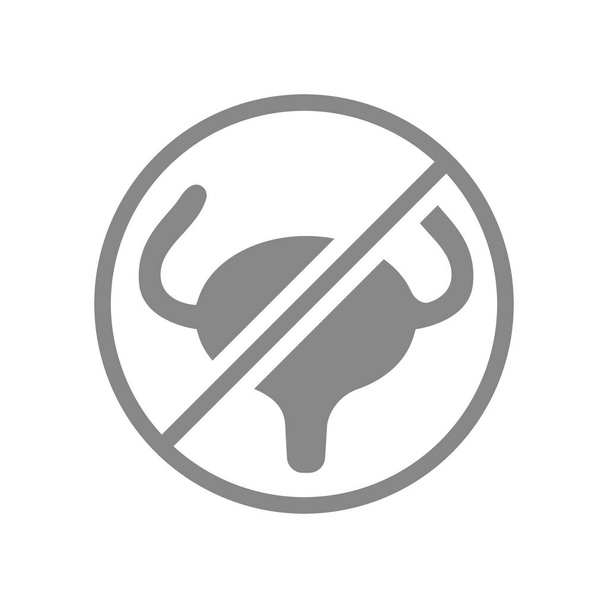 Urineblaas met verbod teken grijs pictogram. Transplantatie symbool - Vector, afbeelding