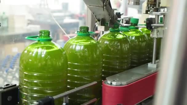 Proces butelkowania ropy naftowej w młynie rolniczym Selektywne ukierunkowanie. Koncepcja rolnictwa - Materiał filmowy, wideo