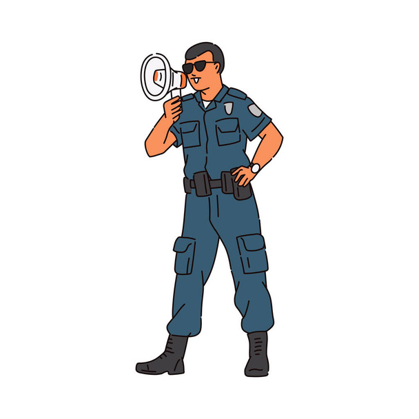Police department or road patrol officer sketch vector illustration isolated. - Vector, Imagen