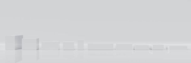 Abstrakter White Cube Block Bewegter Animationshintergrund 3D-Renderin - Foto, Bild