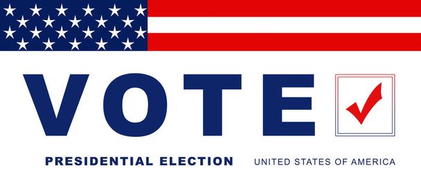 2020 Προεδρικό Εκλογικό λάβαρο Ηνωμένων Πολιτειών Αμερικής με σύμβολα των ΗΠΑ. Εικονογράφηση - Φωτογραφία, εικόνα