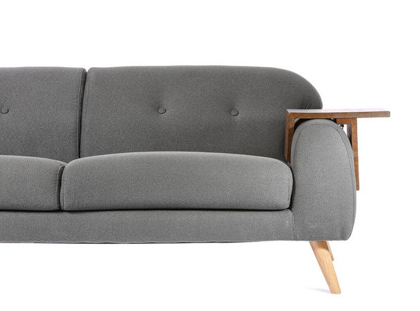 Sofa with armrest table on white background - Photo, Image