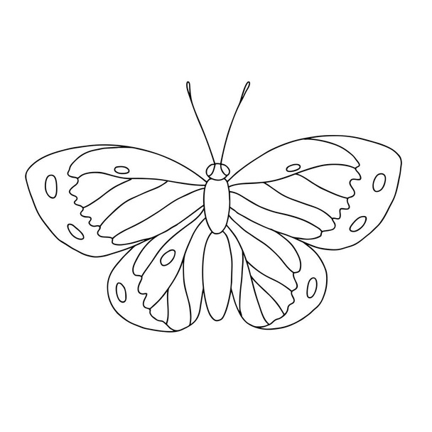 Farfalla isolata in bianco e nero su sfondo bianco. Illustrazione vettoriale. - Vettoriali, immagini