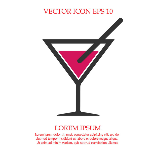 Cocktail vector icon EPS 10. Drink with straw simple isolated symbol. - Vector, Image