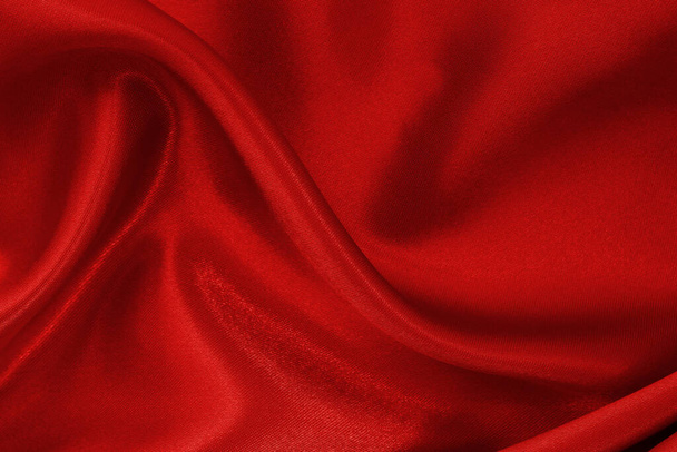 Dark red fabric cloth texture for background and design art work, beautiful crumpled pattern of silk or linen. - Photo, Image