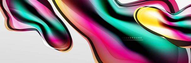 Vector fundo abstrato, fluindo bolha estilo líquido com metálico, cor quicksilver textura cromada e efeitos de brilho de cor - Vetor, Imagem