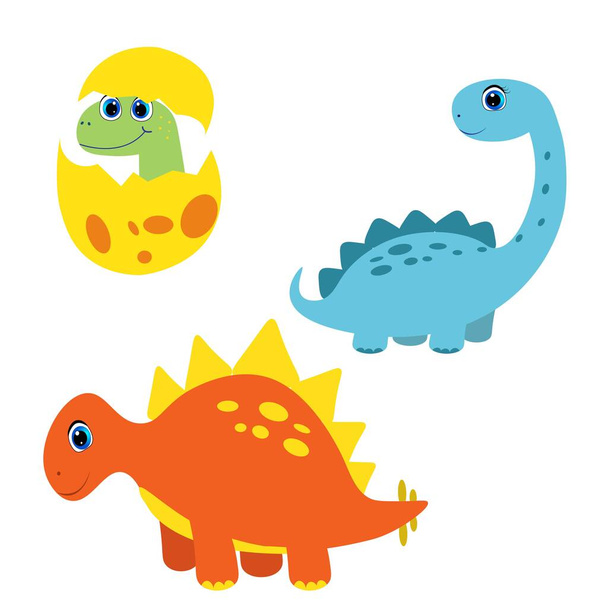 Набор иллюстраций к мультяшным динозаврам  - Фото, изображение