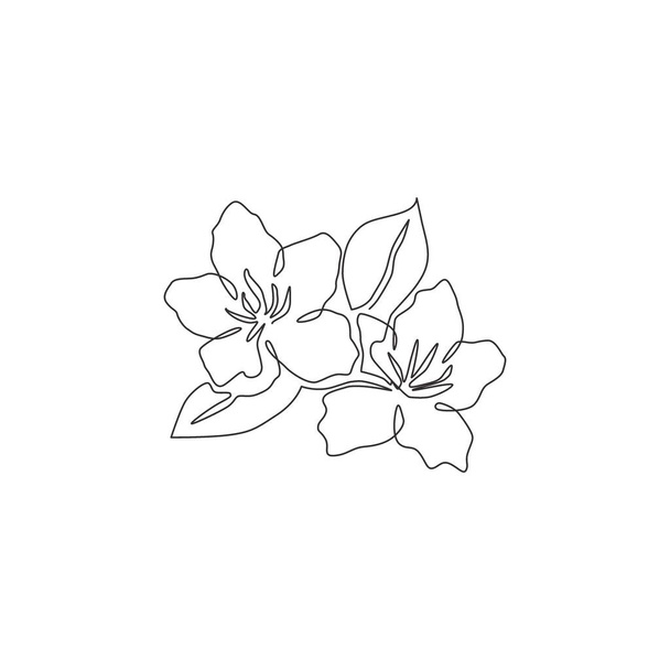 Jedna souvislá linie kresba krásy čerstvé azalky pro domácí dekor nástěnný výtvarný plakát tisk. Dekorativní rododendronová květinová koncepce pro pozvánku na svatbu. Návrhová vektorová ilustrace jednořádkového kreslení - Vektor, obrázek
