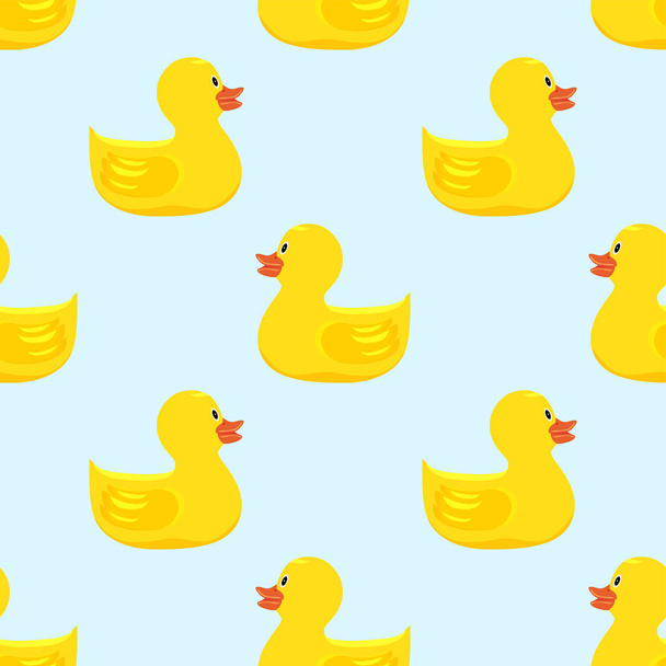 Ducklings, seamless pattern. Yellow cheerful ducklings. Vector, flat seamless background. - Vektör, Görsel
