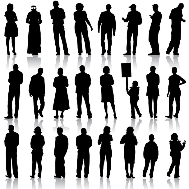 Silhouettes noires de beaux hommes et femmes sur fond blanc
 - Vecteur, image