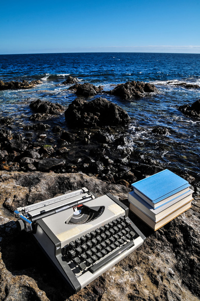 Máquina de escribir de viaje Vintage en blanco y negro
 - Foto, Imagen