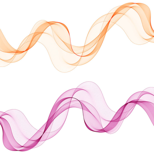 Set of colored waves. Orange and purple lines. Abstract vector layout - Vector, Image