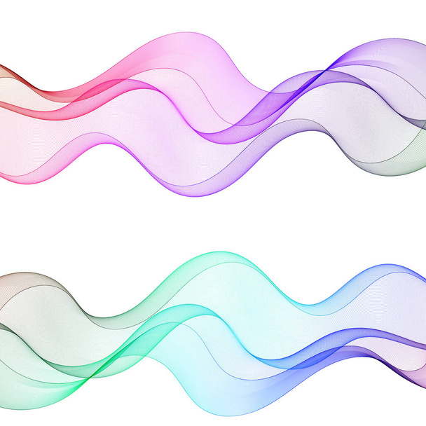Set of abstract colored waves. - Vector, Image