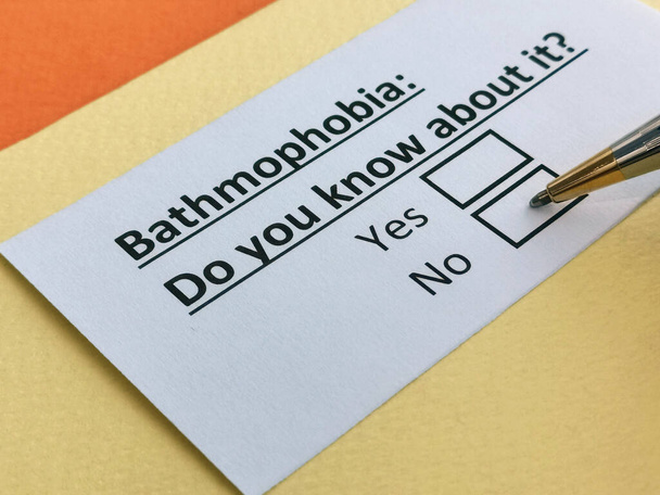 One person is answering question about bathmophobia. - Photo, image