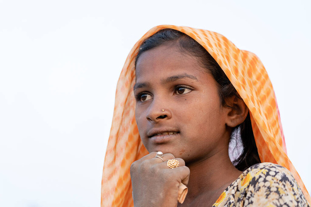 A young girl in pushkar, rajasthan, india.