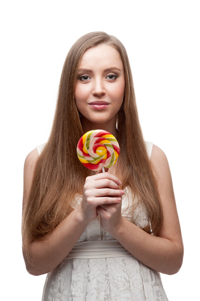 girl holding lollipop - Фото, зображення