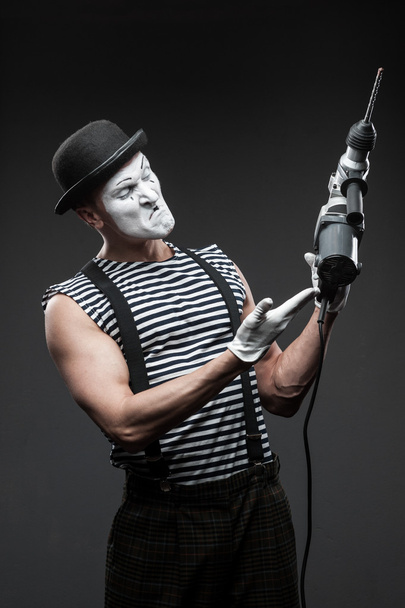 Mime with hammer drill - Fotografie, Obrázek