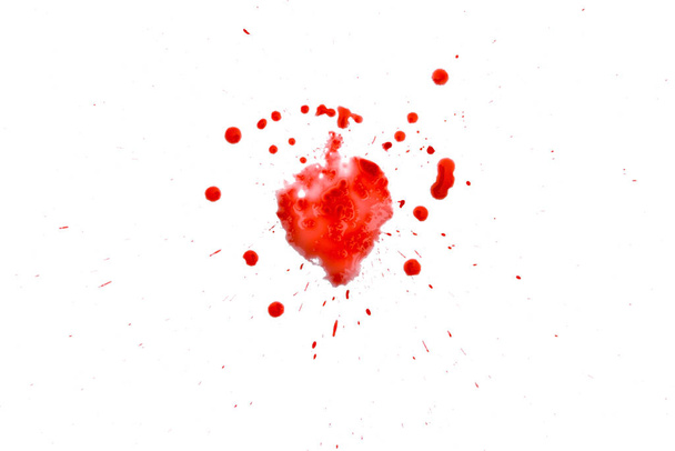 lähikuva pisarat punaista verta eristetty valkoisella pohjalla, abstrakti kuvio - Valokuva, kuva