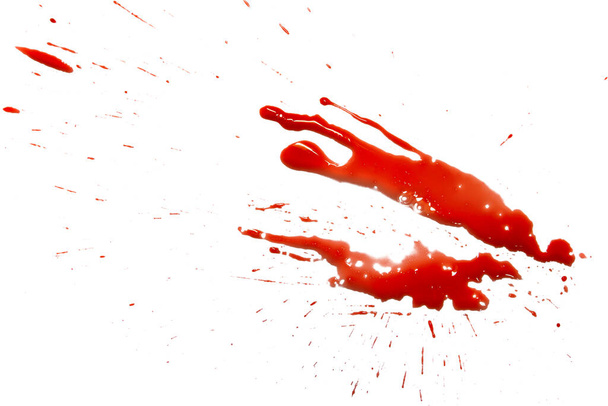 gotas de sangre roja aisladas sobre fondo blanco, patrón abstracto - Foto, Imagen