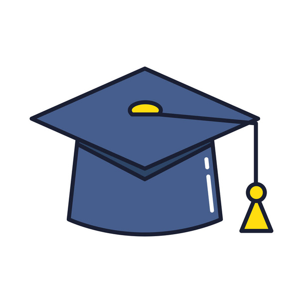 chapeau graduation, ligne et icône de style de remplissage - Vecteur, image