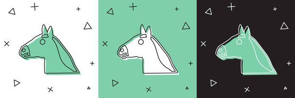 Nastavit ikonu Horse head izolované na bílém a zeleném, černém pozadí. Zvířecí symbol. Vektor. - Vektor, obrázek