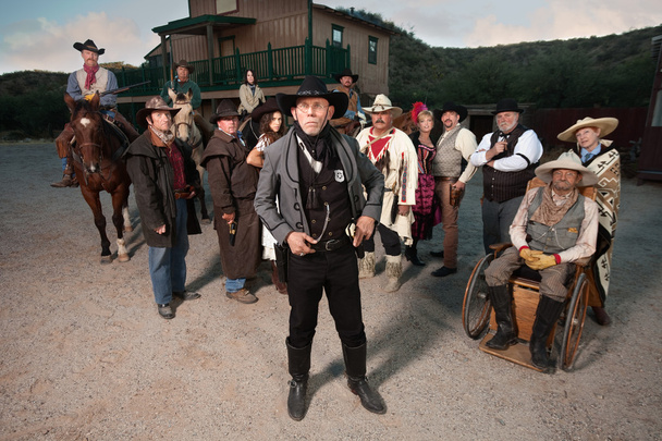 Old West Sheriff and Group of People - Foto, Imagem