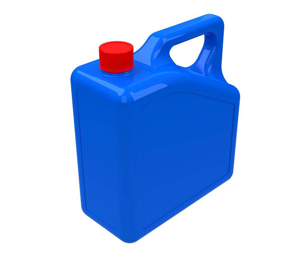 Plastic blue jerican. Canister. Canister of gasoline. 3D illustration. - Photo, Image