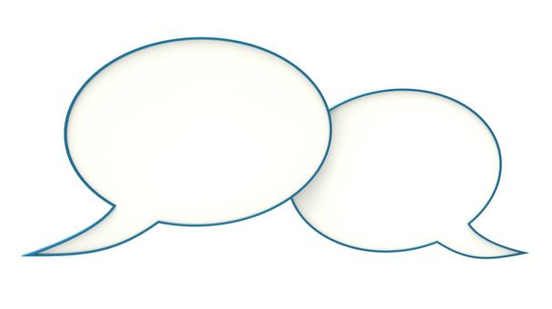 Zwei leere Sprechblasen. Blase Rede weißes Symbol gesetzt. 3D-Illustration. - Foto, Bild