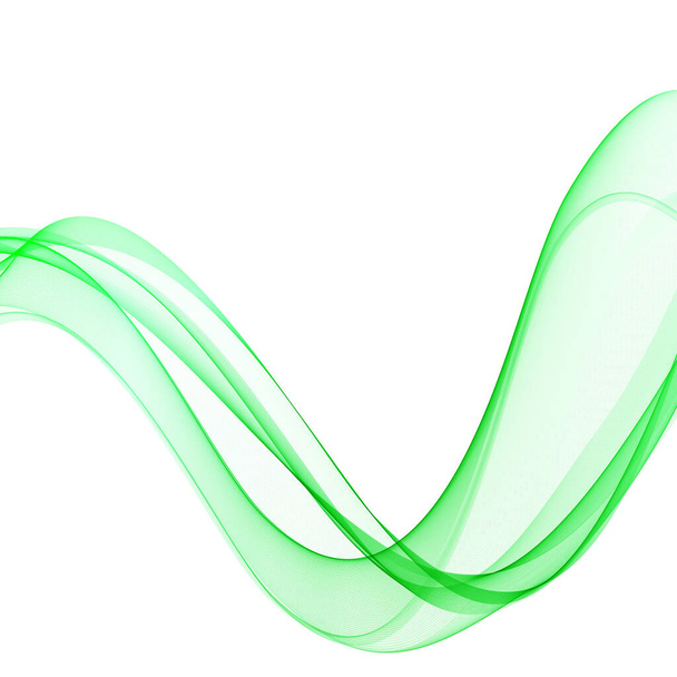 Soyut yeşil dalgalı çizgiler. Renkli vektör arkaplanı. duman şeffaf yeşil dalga - Vektör, Görsel