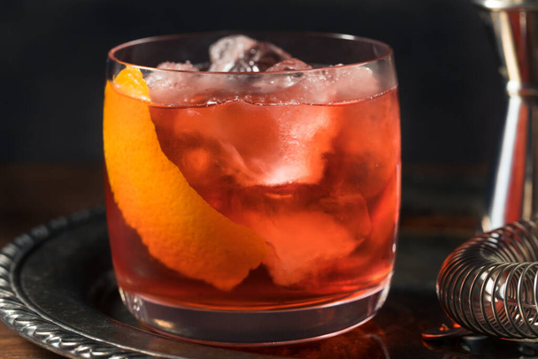 Refreshing Boozy Boulevardier Cocktail with Orange and Vermouth - Photo, image