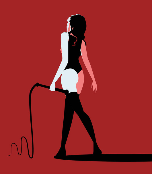 sensual female bdsm whip lady - Vector, Image