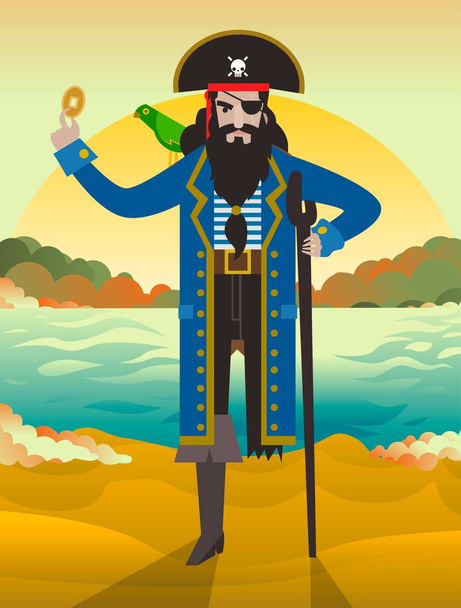 poklad ostrov pirát kapitán - Vektor, obrázek