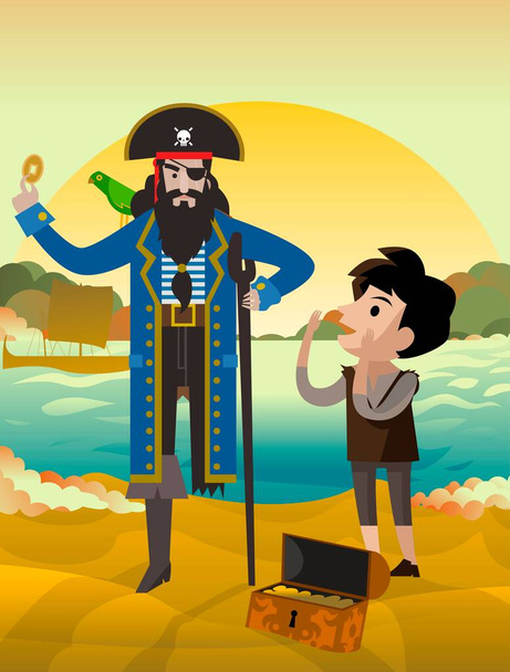 θησαυρός νησί πειρατής καπετάνιος - Διάνυσμα, εικόνα
