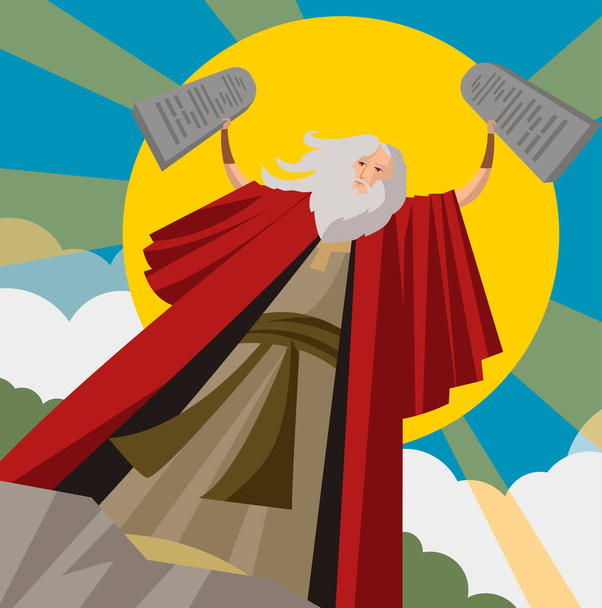 Моисеи держат каменные скрижали заповедей таблиц - Вектор,изображение