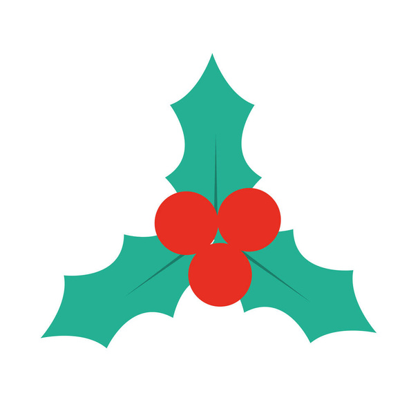 vrolijk vrolijk kerstmis, maretak bessen viering feestelijk plat pictogram stijl - Vector, afbeelding