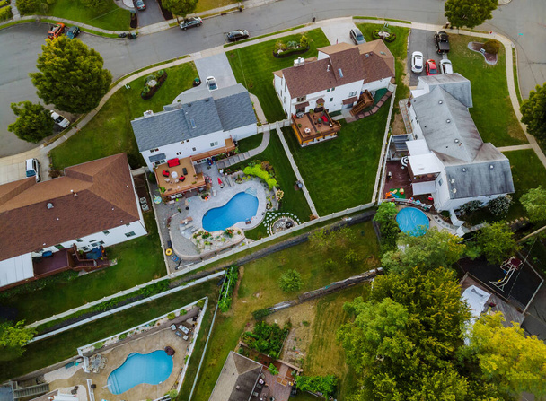 View from the height of a american small town roofs in NJ US - Фото, изображение