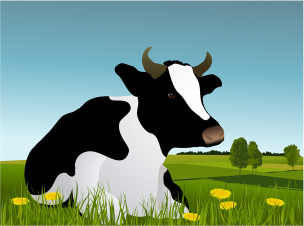 牛の肖像画 - ベクター画像