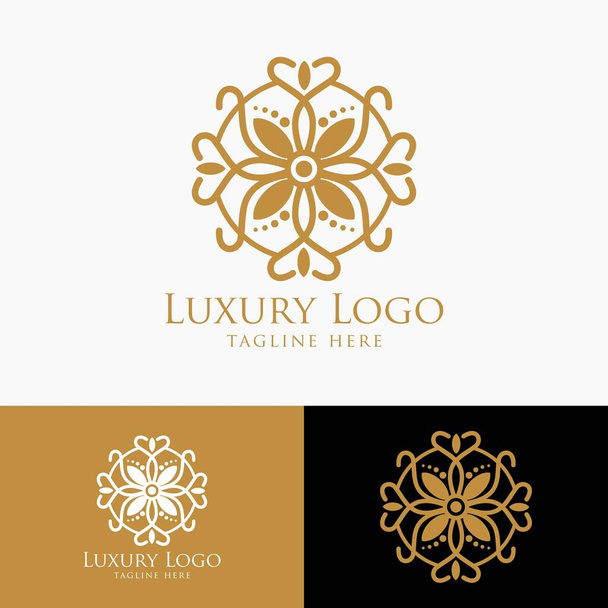 Luxusní vektorový emblém v kruhu s elegantním tvarem. Klasické prvky. Lze použít pro logo, pozvánku, menu, brožuru - Vektor, obrázek
