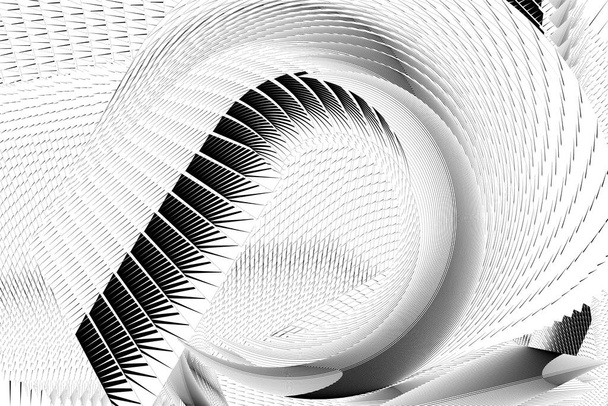 Abstract wervelende dynamische achtergrond, halftoon lijnen, zwart-wit geometrisch patroon, vector moderne design textuur. - Vector, afbeelding