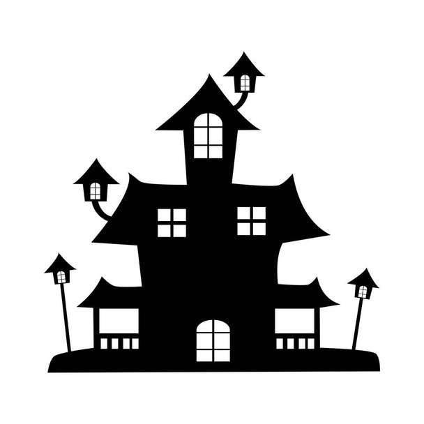 silhouet een eng huis. Spookhuizen voor Halloween. Griezelig huis. Vector illustratie eps - Vector, afbeelding